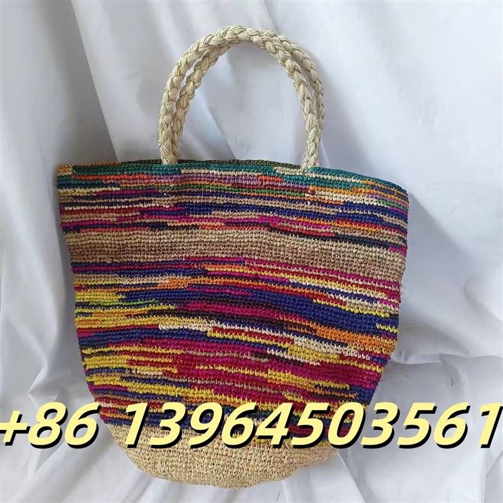 Bucket Raffia หลายสีทำด้วยมือ